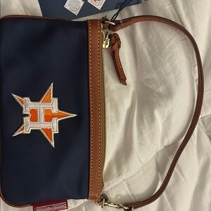 Dooney & Bourke ASTROS Navy and Brown Small Bag
